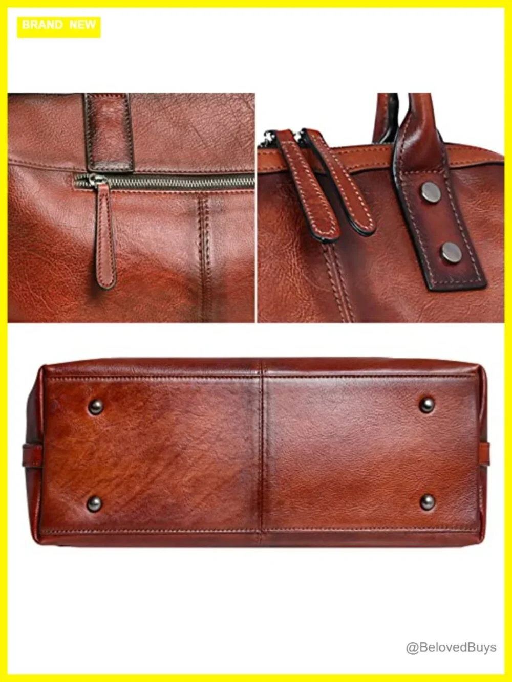 Vegetable tanned leather satchel bag shoulder tote